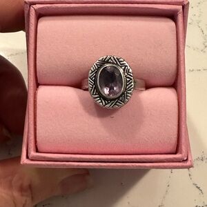 Elegant  925 Silver and Purple Stone Ring